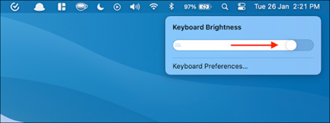 bật tắt đèn sáng của bàn phím máy Mac