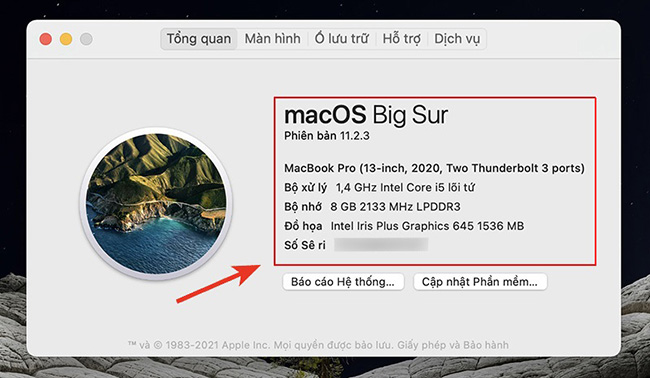kiểm tra thông số cấu hình của Macbook cũ