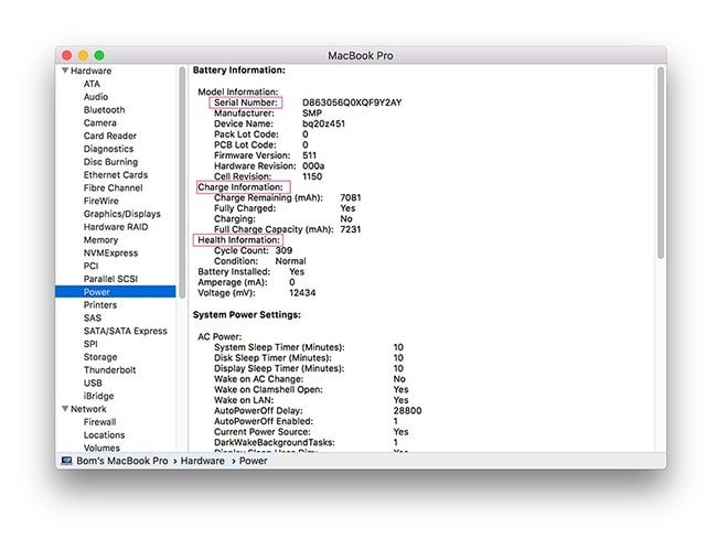kiểm tra tình trạng pin của Macbook trong mục Power