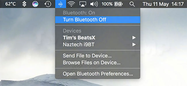 tắt bluetooth để khắc phục wifi Macbook