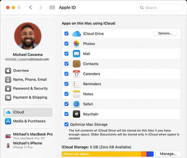 Sử dụng iCloud để đồng bộ giữa iphone và Macbook
