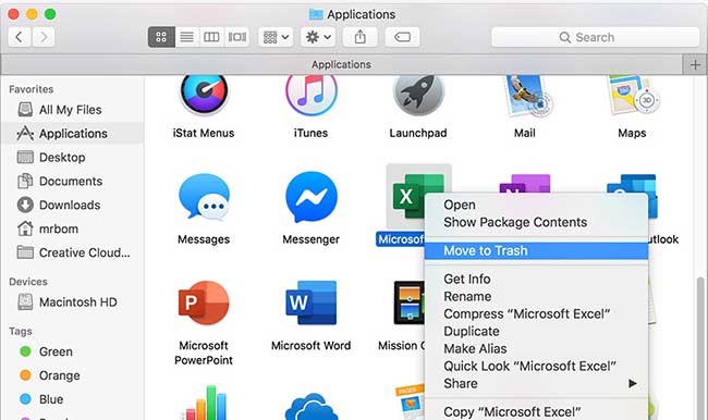 Xóa các ứng dụng đang hoạt động trên Mac trong mục Applications