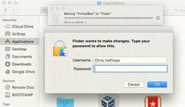 Nhập mật khẩu mới xóa được ứng dụng cài đặt sẵn trên Macbook