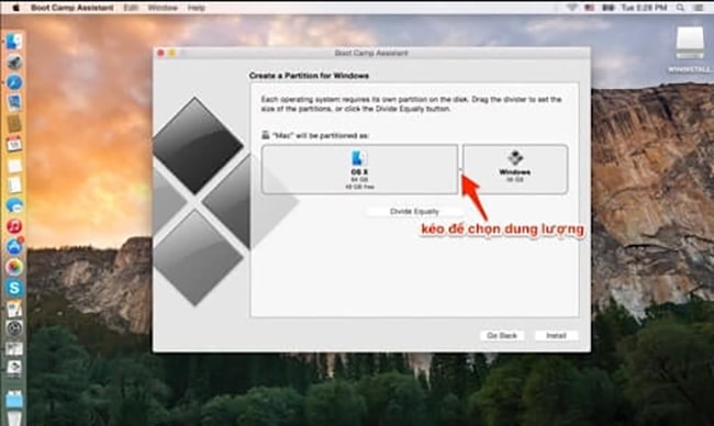 Phân chia dung lượng cho Windows và MacOS