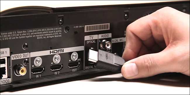 Kết nối đầu của HDMI vào máy chiếu