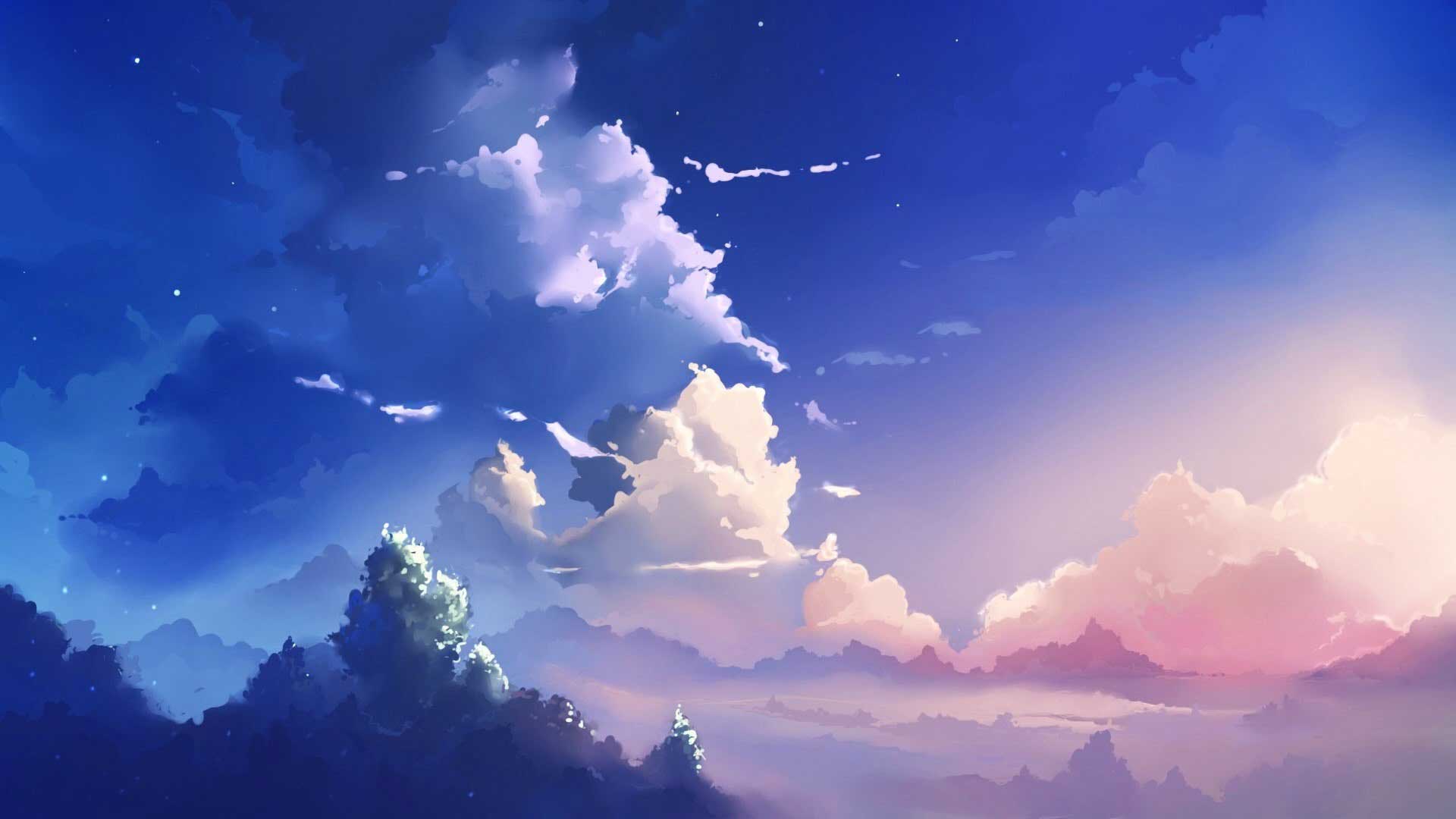 Hình nền Macbook bầu trời anime