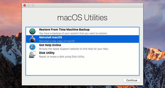 Lựa chọn Reinstall MacOS để cài lại hệ điều hành