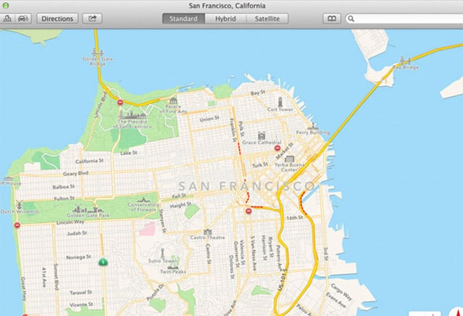 Tính năng bản đồ Maps ở hệ điều này hành Mac Os 10.9