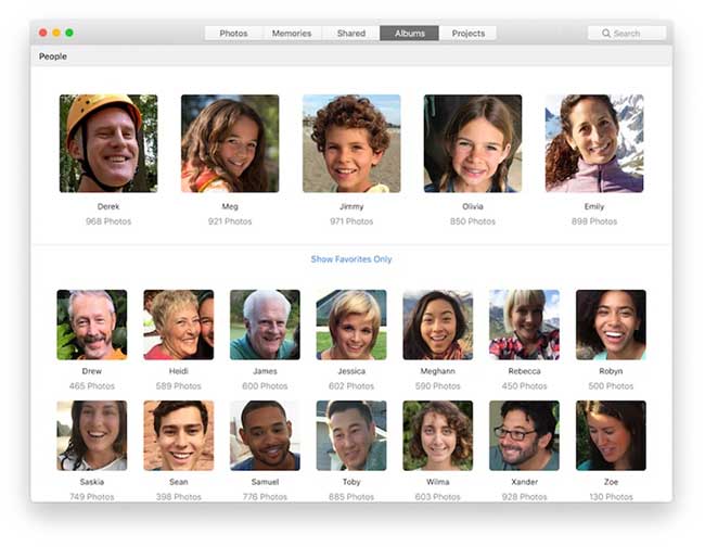 MacOS 10.12 có thể sắp xếp ảnh bằng cách nhận dạng khuôn mặt