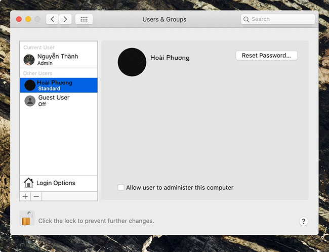 Cách thay đổi mật khẩu cho Macbook bằng tài khoản khác