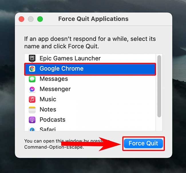 Tắt các ứng dụng chạy ngầm trong Force Quit