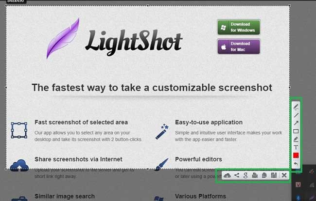công cụ chụp màn hình trên MacOS Lightshot
