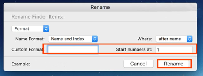 Nhập thông tin cho mục Custom Format và Start numbers at