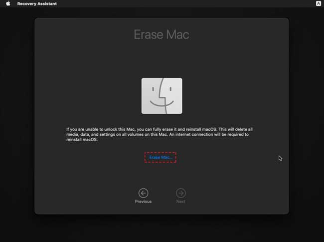 Nhấn chọn vào mục Erase Mac