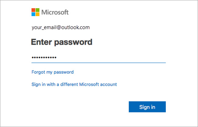 Nhập mật khẩu tài khoản Microsoft để bắt đầu sử dụng Word