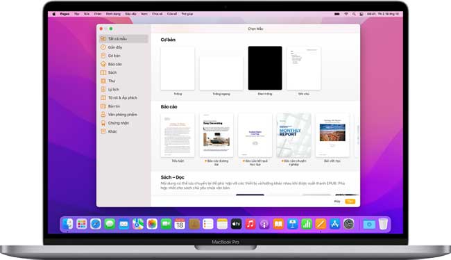 Apple iWork Pages có nhiều mẫu tài liệu sẵn có