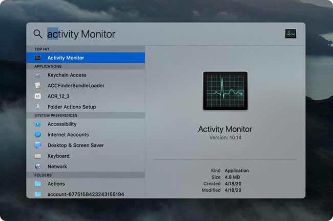 Mở phần mềm Activity Monitor
