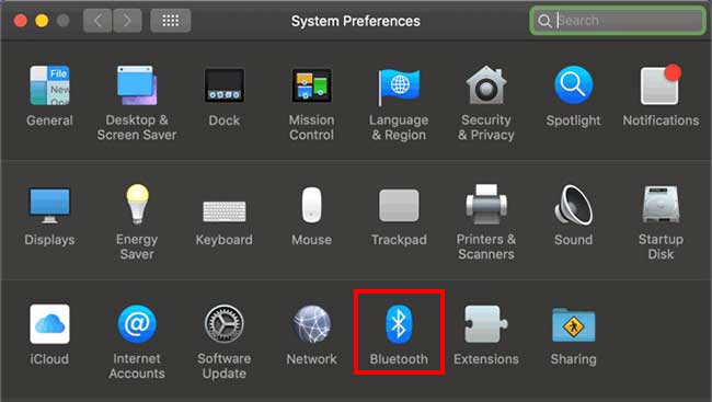 Trong System Preferences chọn mở Bluetooth Macbook