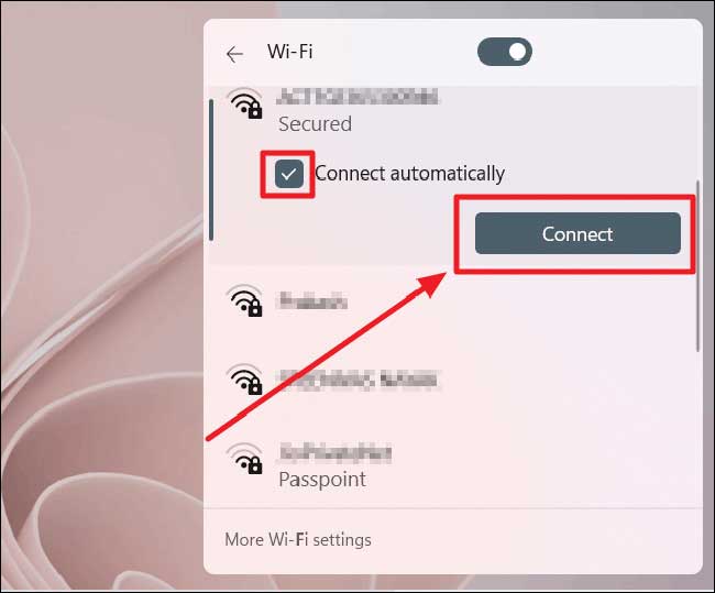 Nhấn chọn vào Connect khi lựa chọn được mạng Wifi
