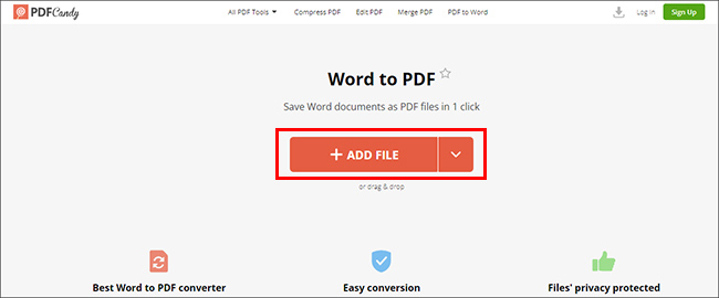 Tải file cần chuyển đổi sang PDF lên Pdfcandy