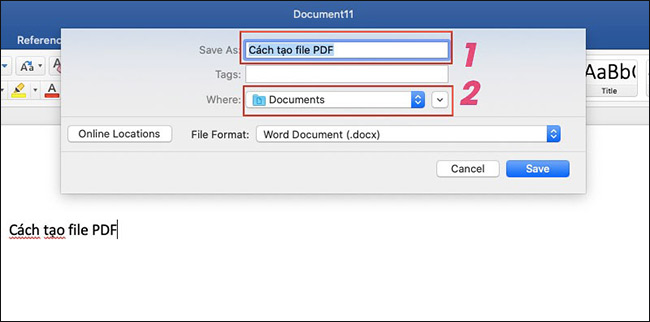 Chọn vị trí lưu và đặt tên cho file PDF 