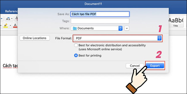 Chọn định dạng file PDF