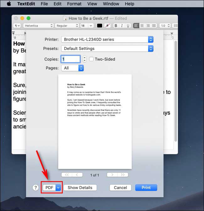 Sử dụng tính năng Print để chuyển file Word sang PDF