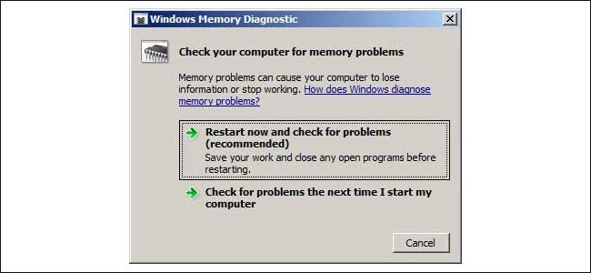 Kiểm tra bộ nhớ bằng Windows Memory Diagnostic