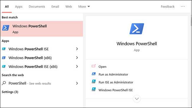 Khởi chạy công cụ Windows PowerShell