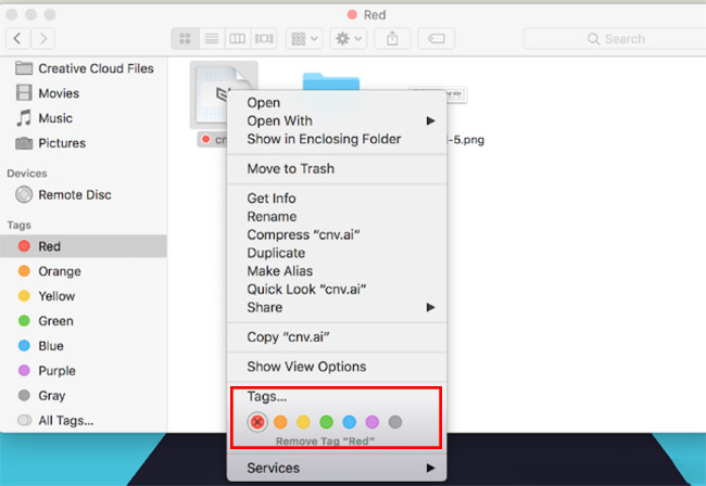 Chọn màu sắc để gắn cho thư mục, tệp trên Macbook