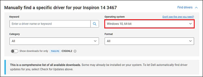 Tại mục Operating System chọn phiên bản Windows 11