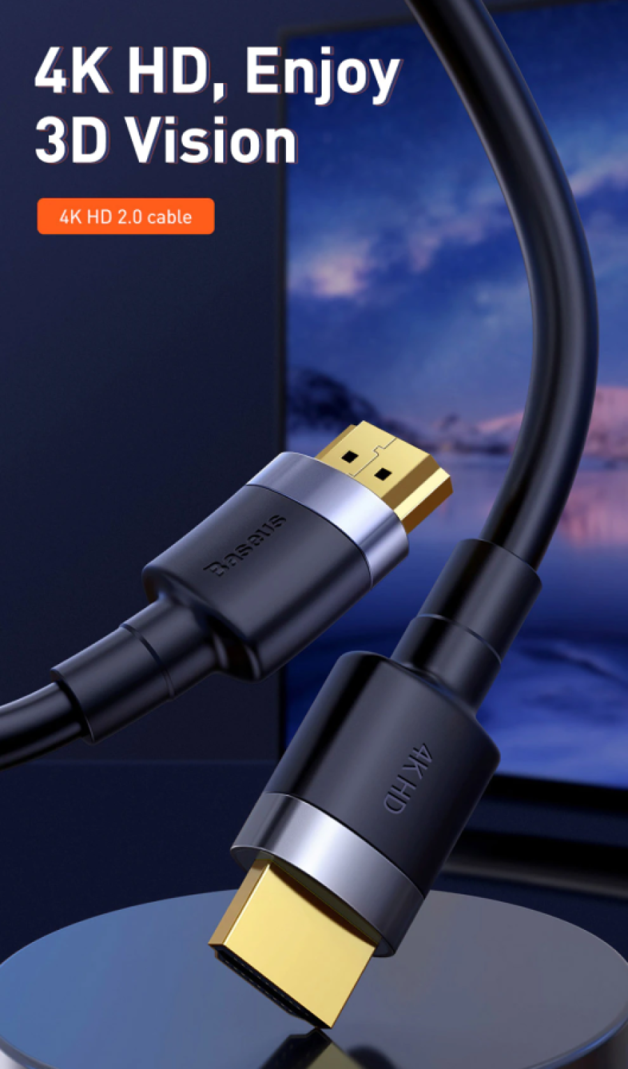 Cáp HDMI siêu nét 4K Baseus CADKLF-E01 dài 1m màu đen chính hãng