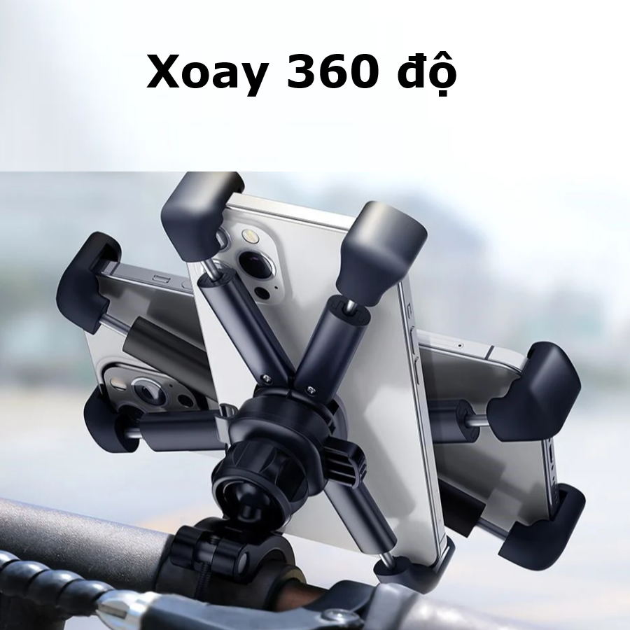 Đế kẹp điện thoại xoay 360 độ Baseus SUQX-01 cho xe đạp, xe máy màu đen chính hãng