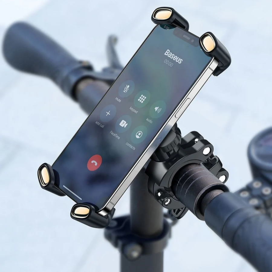 Đế kẹp điện thoại xoay 360 độ Baseus SUQX-01 cho xe đạp, xe máy màu đen chính hãng