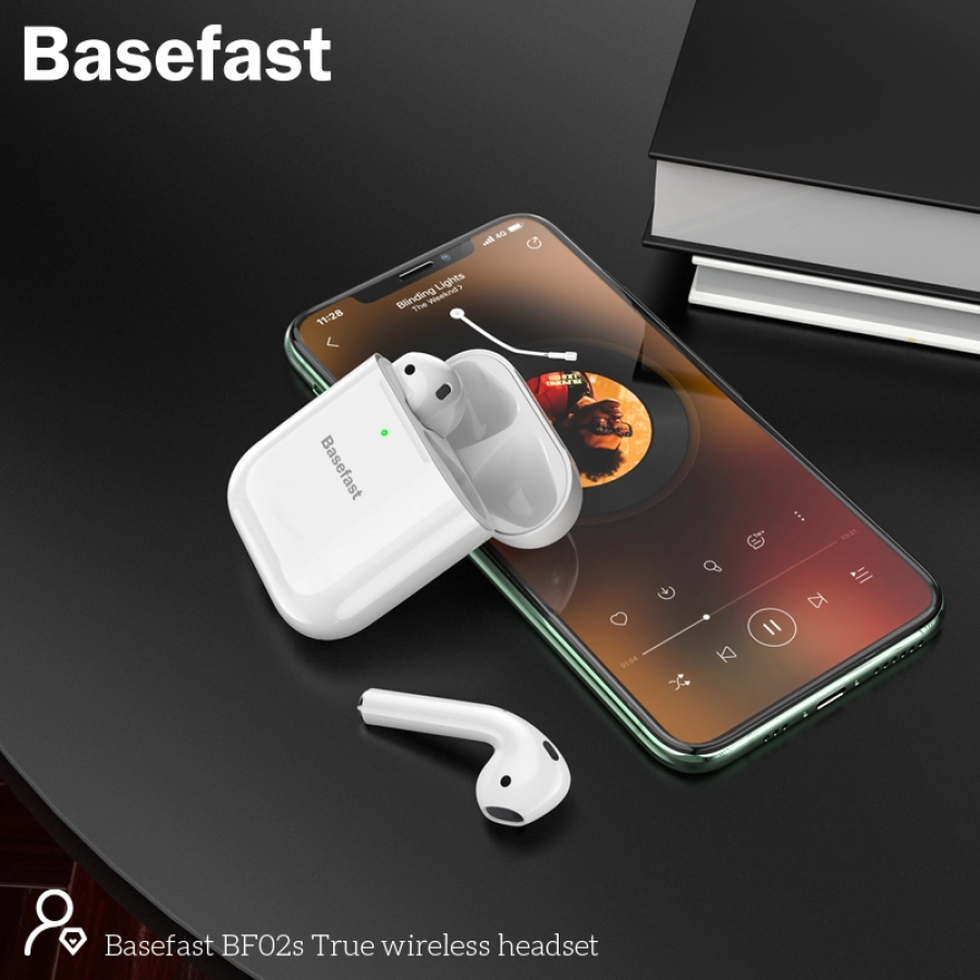 Tai nghe bluetooth 5.0 Basefast BF02S cho Ios, Android màu trắng chính hãng