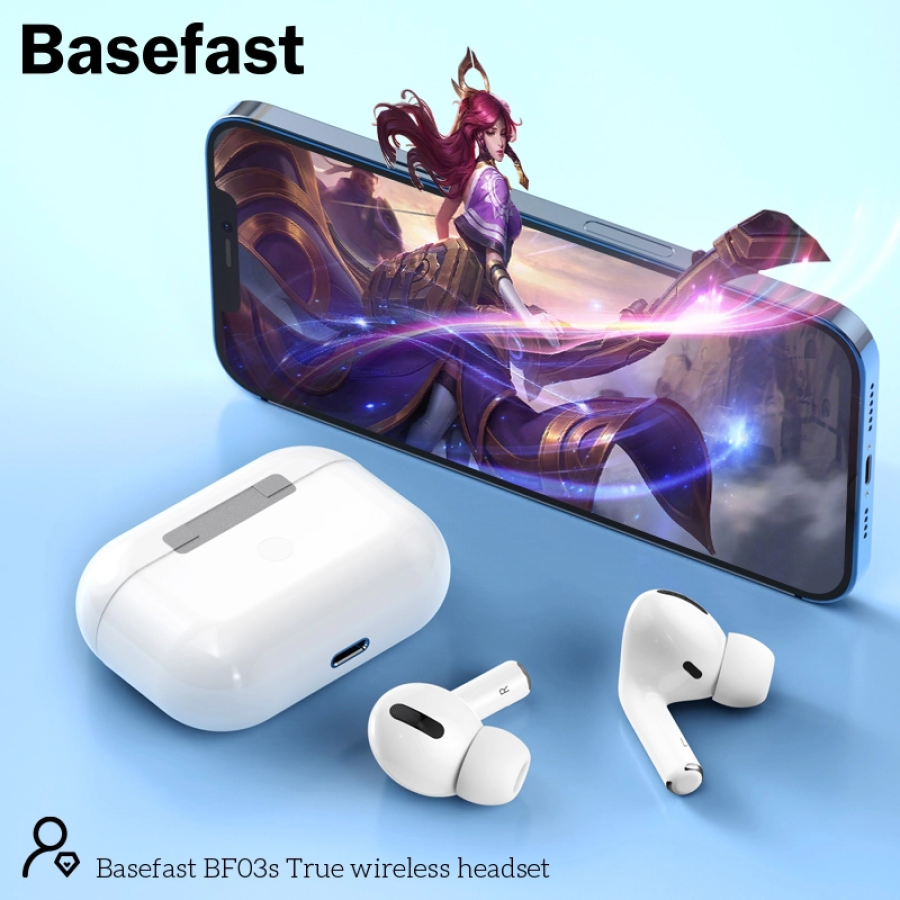 Tai nghe bluetooth 5.0 Basefast BF03S màu trắng chính hãng